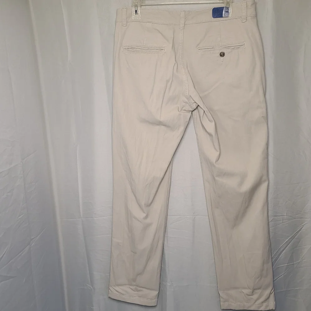 Mugsy Chinos Mens 32x30 Khaki Beige Stretch Cotton Rayon Slim Straight‎ Trousers